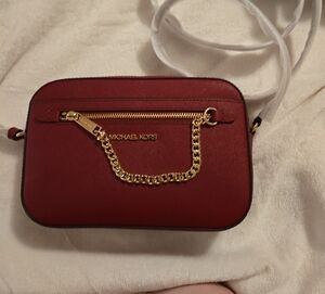 Michael Kors Burgundy Crossbody Bag with Gold Chain